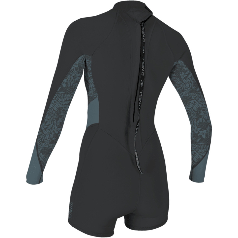 2026 O'Neill Womens Bahia 2/1mm Back Zip Long Sleeve Springsuit Wetsuit 5291 - Tempered Steel / Shaded Island Sky / Shade